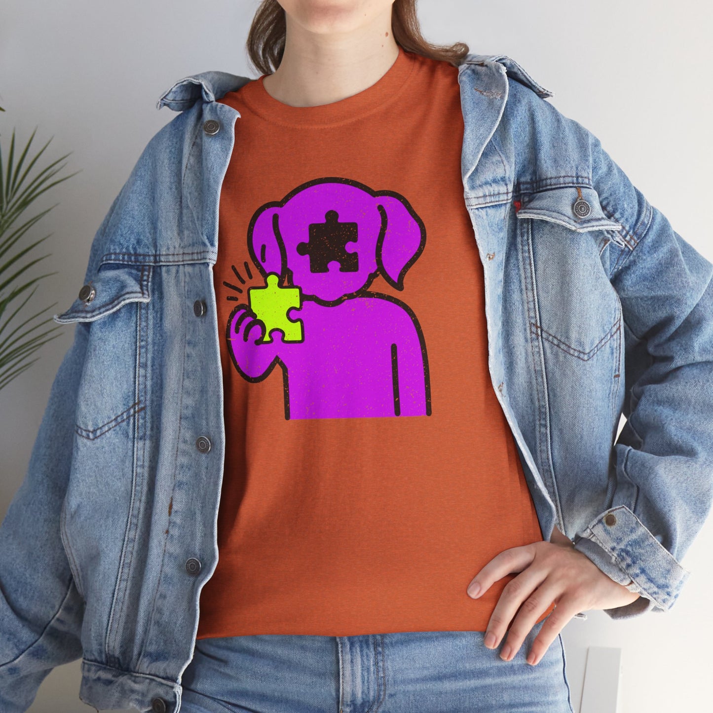 Dog Puzzle Piece T-Shirt – Life’s Epic Journey Distressed Graphic Tee – Unisex Heavy Cotton Shirt – Mix & Match to Create Your Own Unique Style