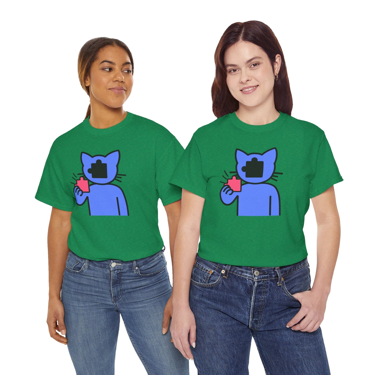 Cat Puzzle Piece T-Shirt – Life’s Journey Graphic Tee – Unisex Heavy Cotton Shirt – Find Your Missing Piece