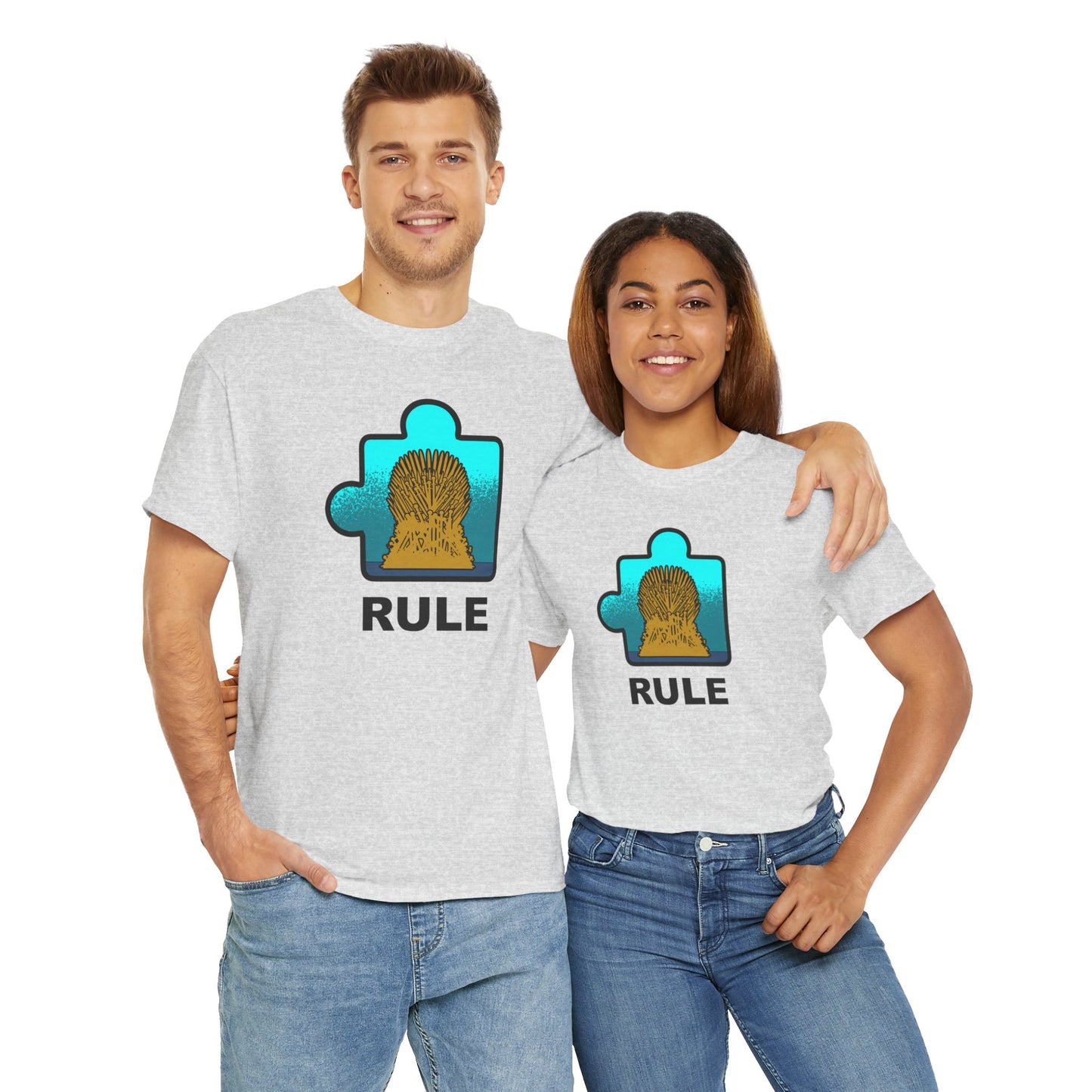 Throne Puzzle Piece T-Shirt – ‘Rule’ Graphic Tee – Unisex Heavy Cotton Shirt