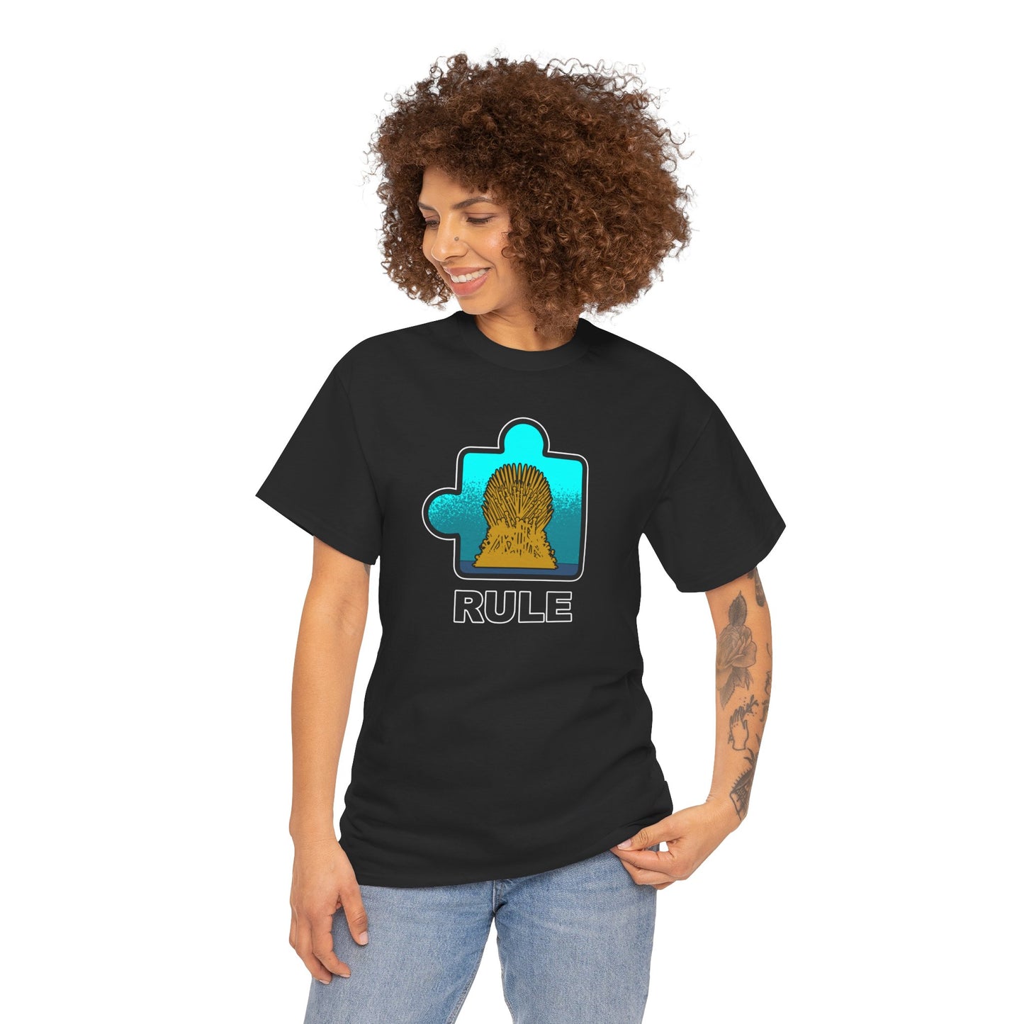 Throne Puzzle Piece T-Shirt – ‘Rule’ Graphic Tee – Unisex Heavy Cotton Shirt