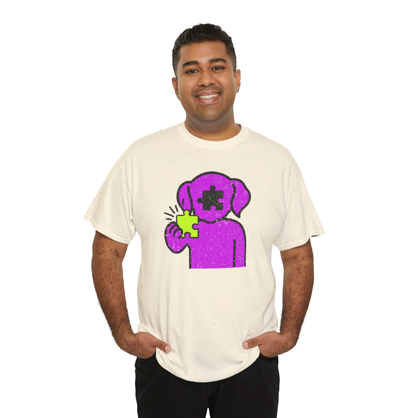 Dog Puzzle Piece T-Shirt – Life’s Epic Journey Distressed Graphic Tee – Unisex Heavy Cotton Shirt – Mix & Match to Create Your Own Unique Style