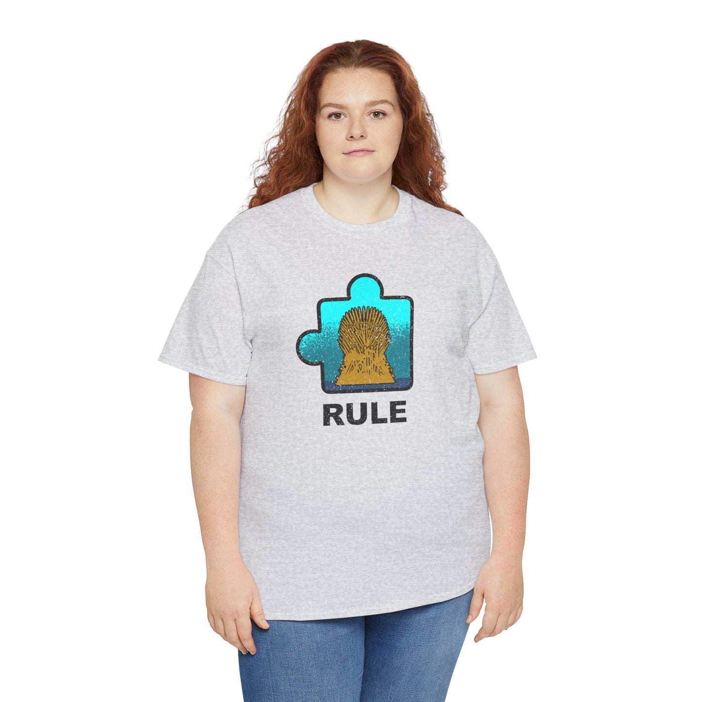 Throne Puzzle Piece T-Shirt – ‘Rule’ Graphic Tee – Unisex Heavy Cotton Shirt Distressed Style