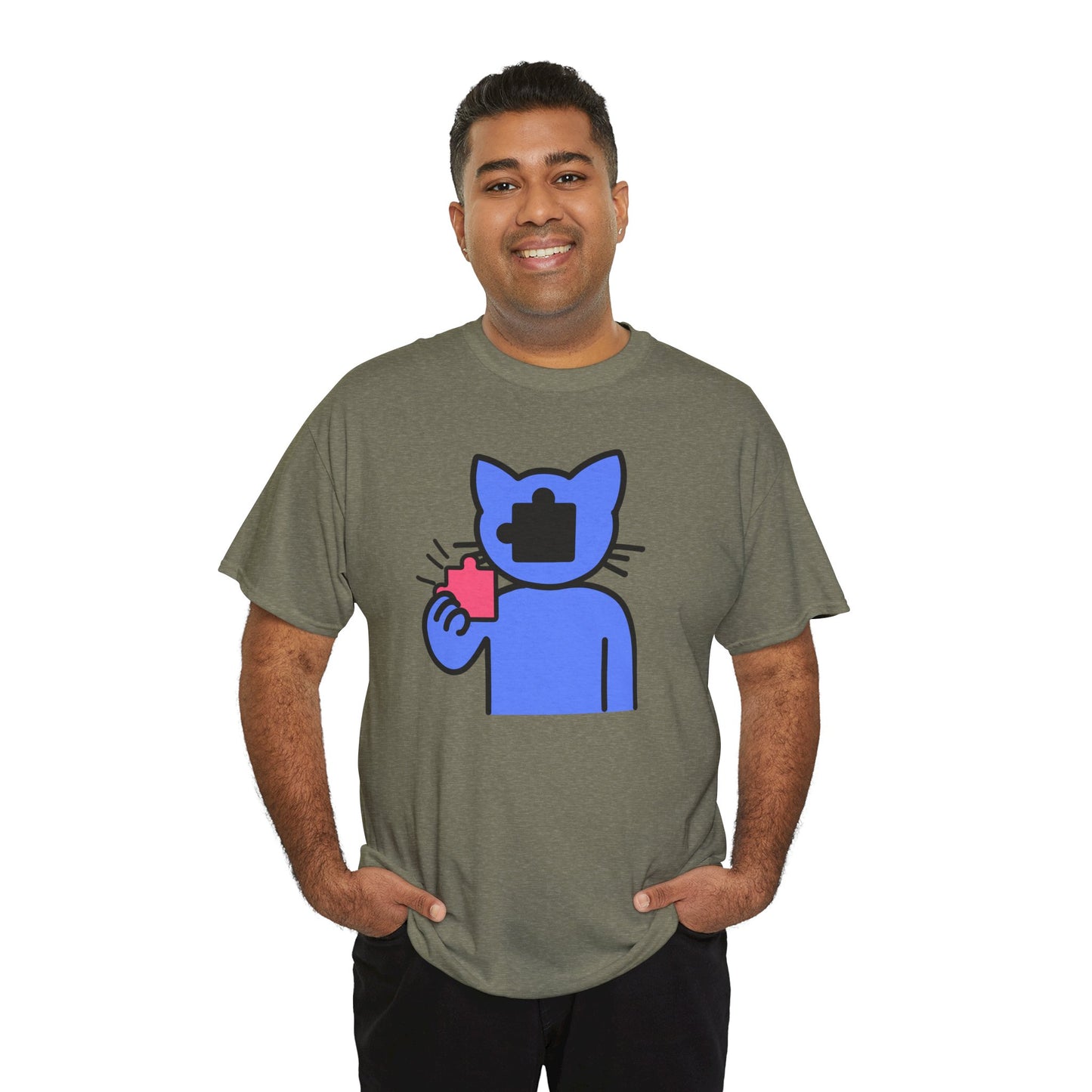 Cat Puzzle Piece T-Shirt – Life’s Journey Graphic Tee – Unisex Heavy Cotton Shirt – Find Your Missing Piece