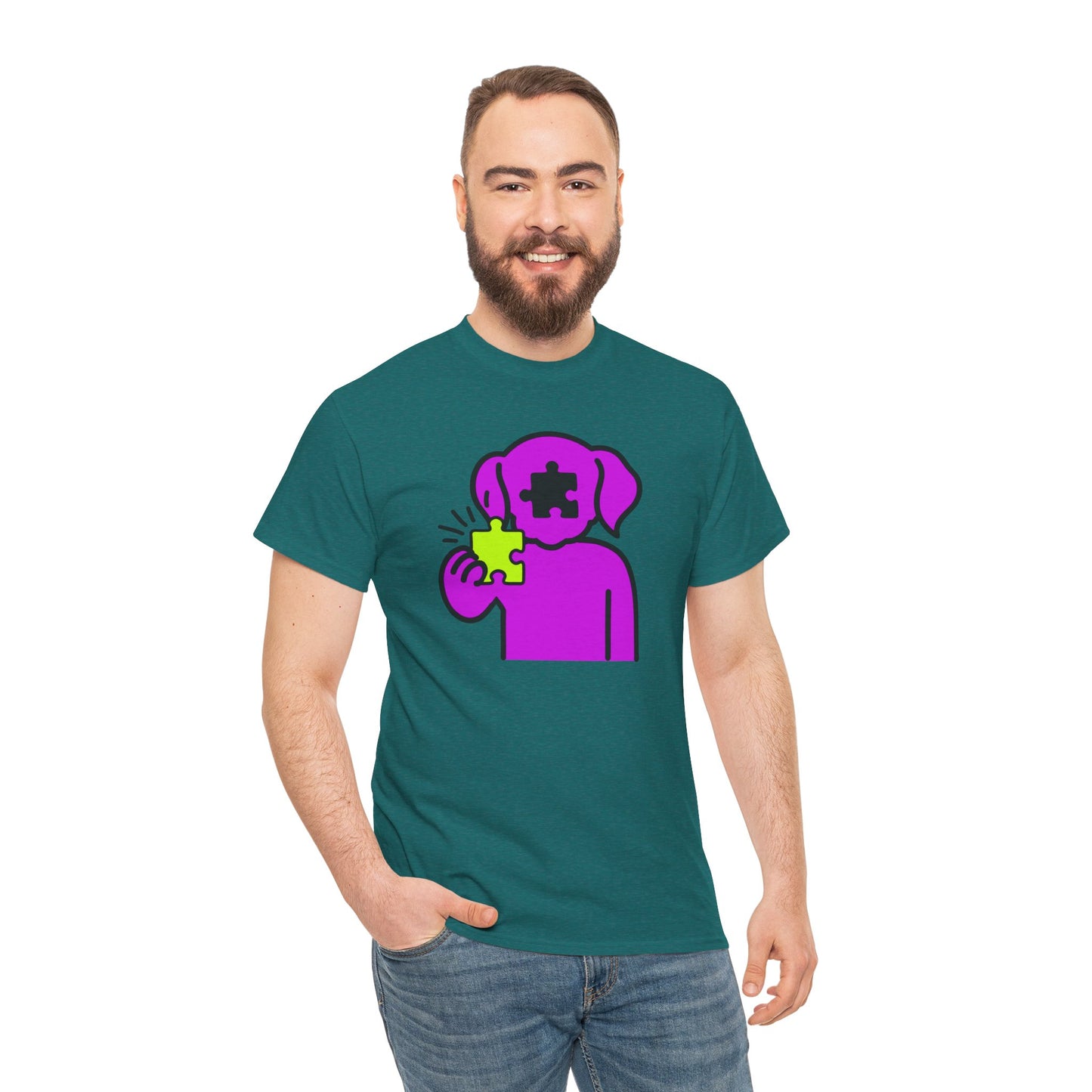 Dog Puzzle Piece T-Shirt – Life’s Journey Graphic Tee – Unisex Heavy Cotton Shirt – Find Your Missing Piece