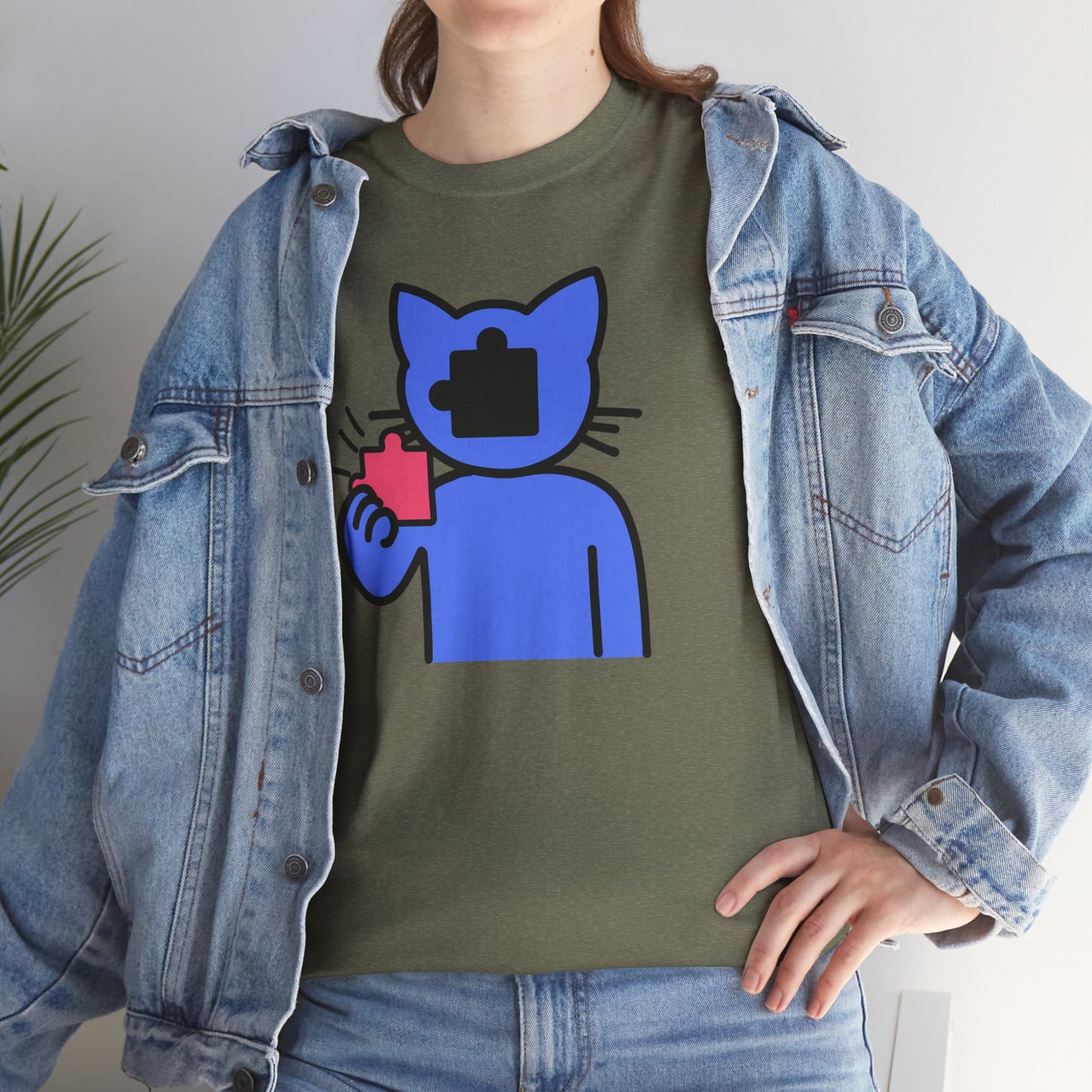 Cat Puzzle Piece T-Shirt – Life’s Journey Graphic Tee – Unisex Heavy Cotton Shirt – Find Your Missing Piece