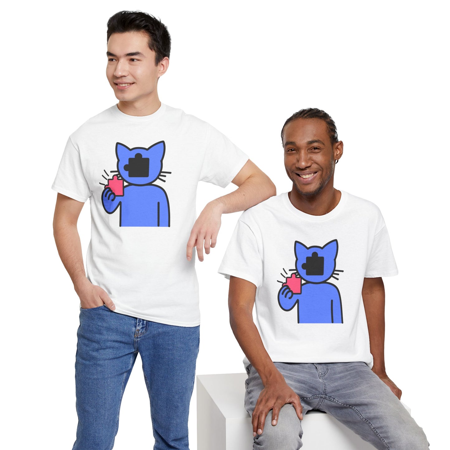 Cat Puzzle Piece T-Shirt – Life’s Journey Graphic Tee – Unisex Heavy Cotton Shirt – Find Your Missing Piece