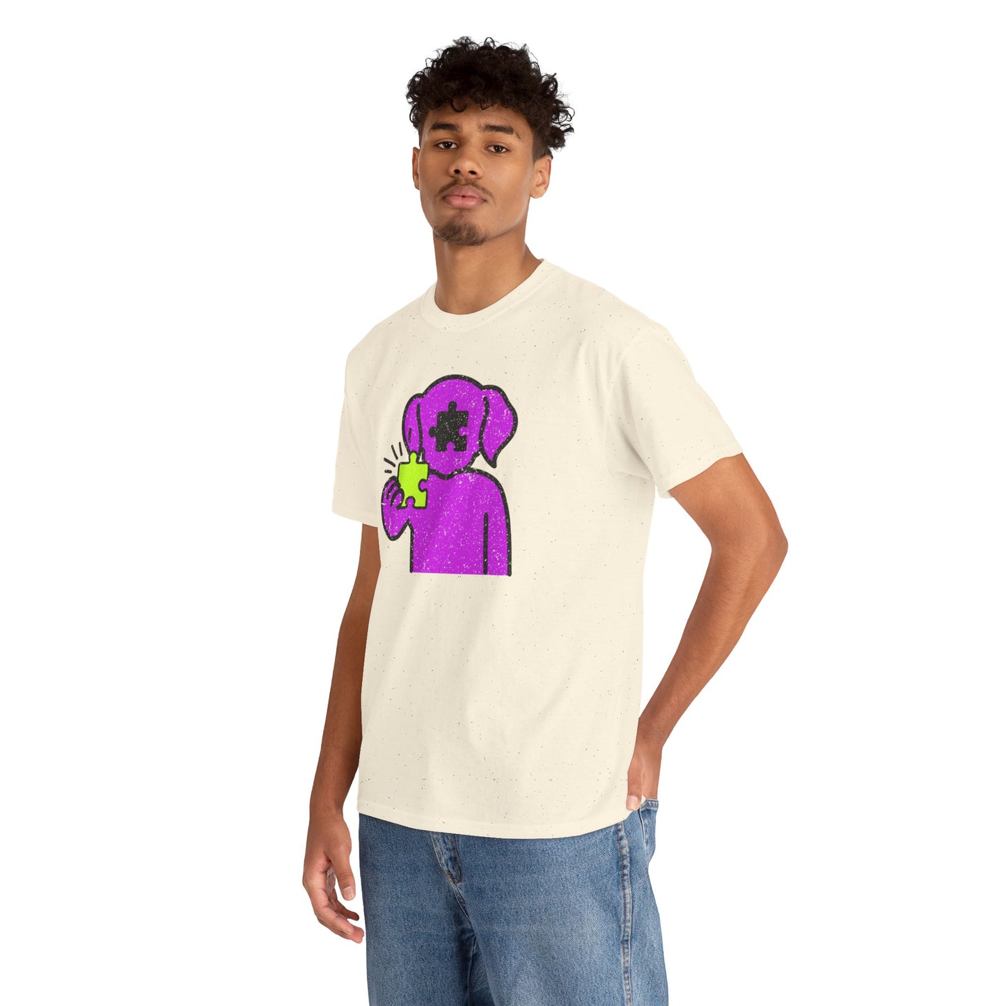 Dog Puzzle Piece T-Shirt – Life’s Epic Journey Distressed Graphic Tee – Unisex Heavy Cotton Shirt – Mix & Match to Create Your Own Unique Style