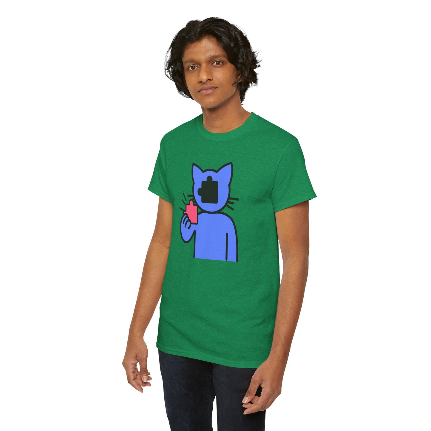 Cat Puzzle Piece T-Shirt – Life’s Journey Graphic Tee – Unisex Heavy Cotton Shirt – Find Your Missing Piece