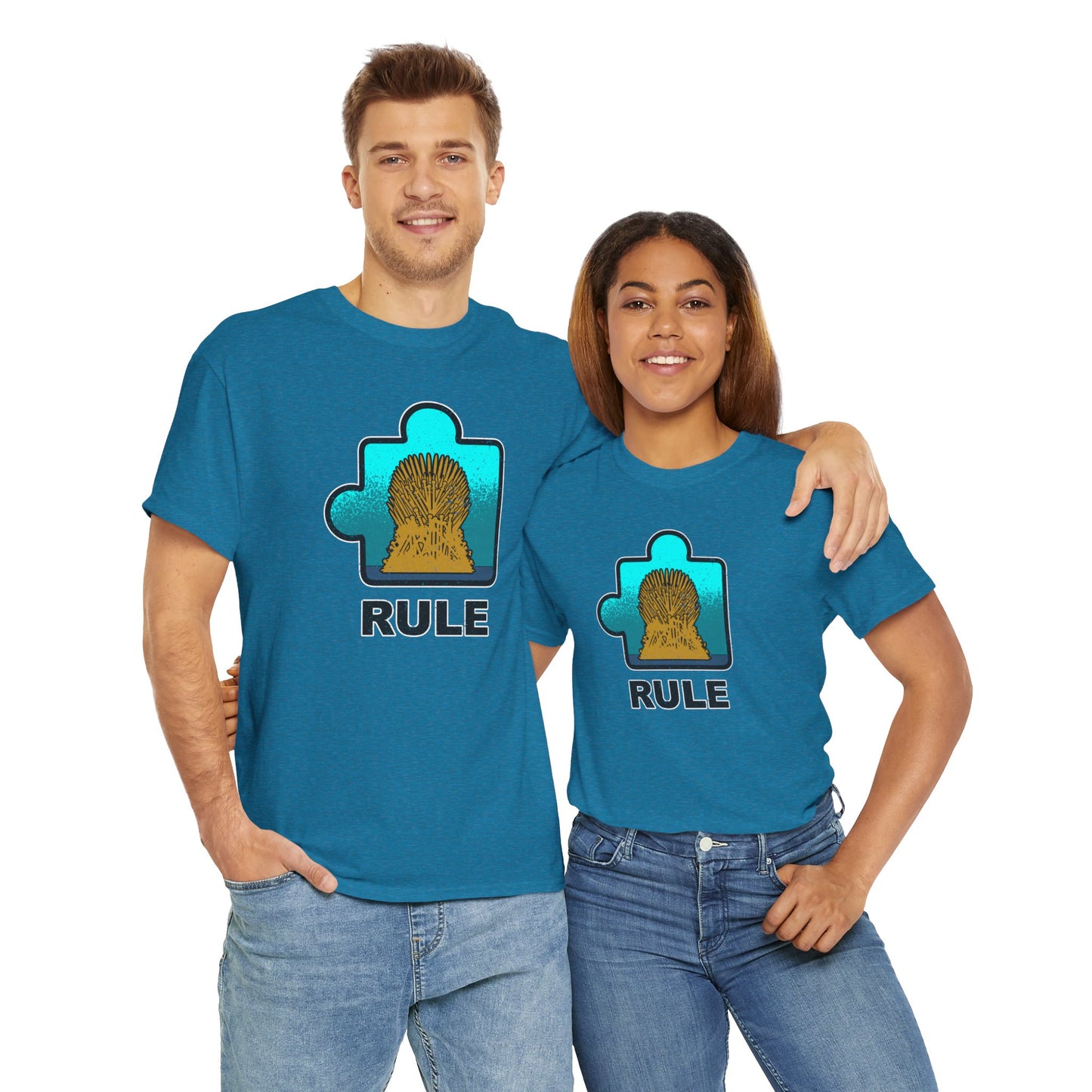 Throne Puzzle Piece T-Shirt – ‘Rule’ Graphic Tee – Unisex Heavy Cotton Shirt Distressed Style