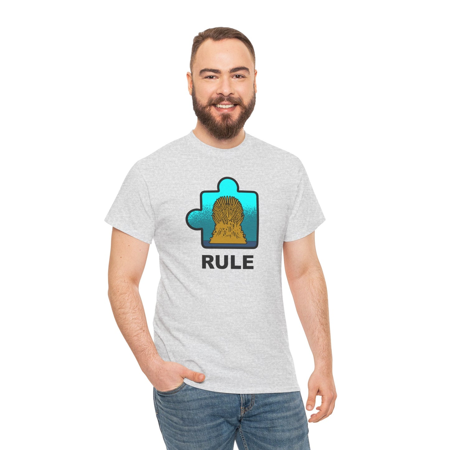 Throne Puzzle Piece T-Shirt – ‘Rule’ Graphic Tee – Unisex Heavy Cotton Shirt