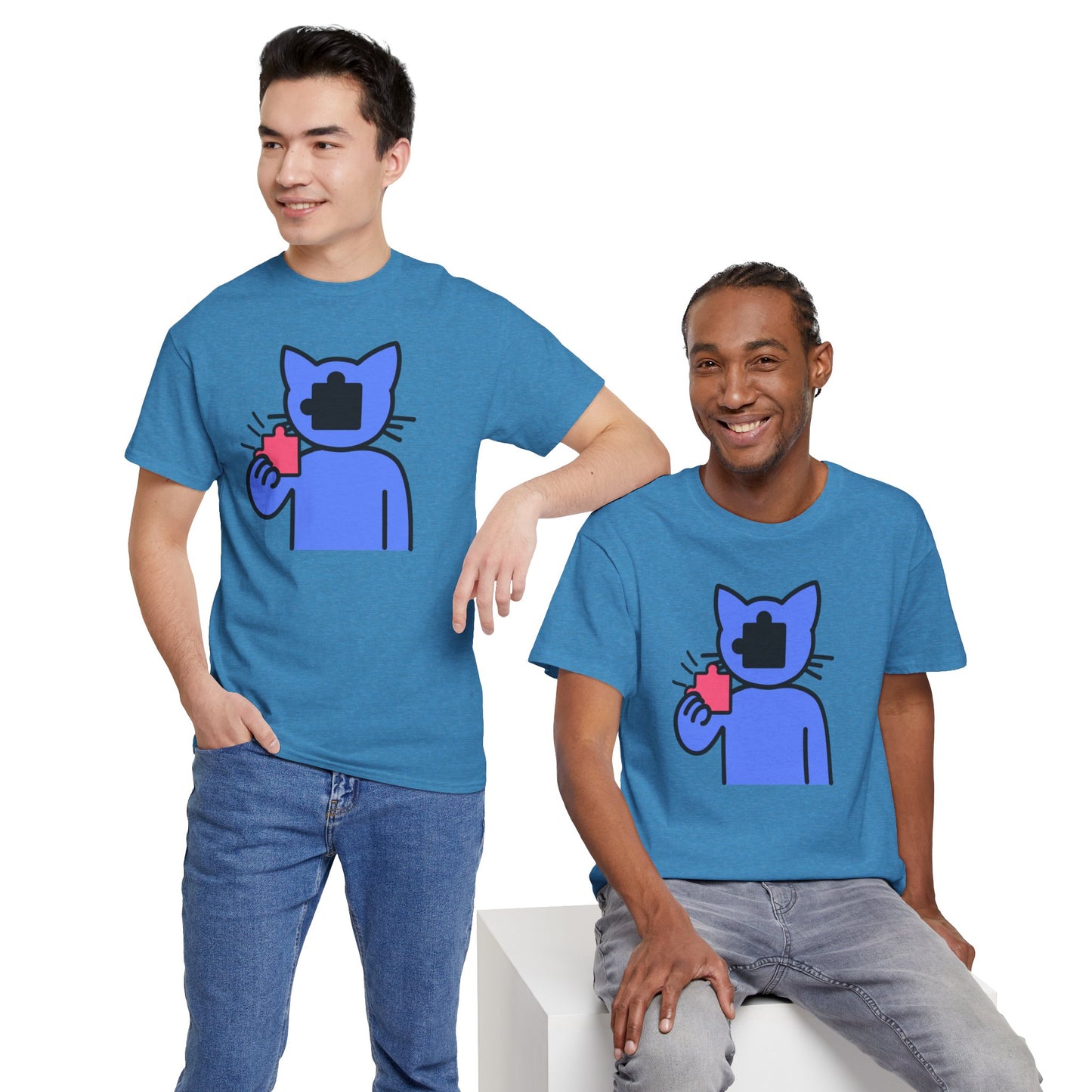 Cat Puzzle Piece T-Shirt – Life’s Journey Graphic Tee – Unisex Heavy Cotton Shirt – Find Your Missing Piece