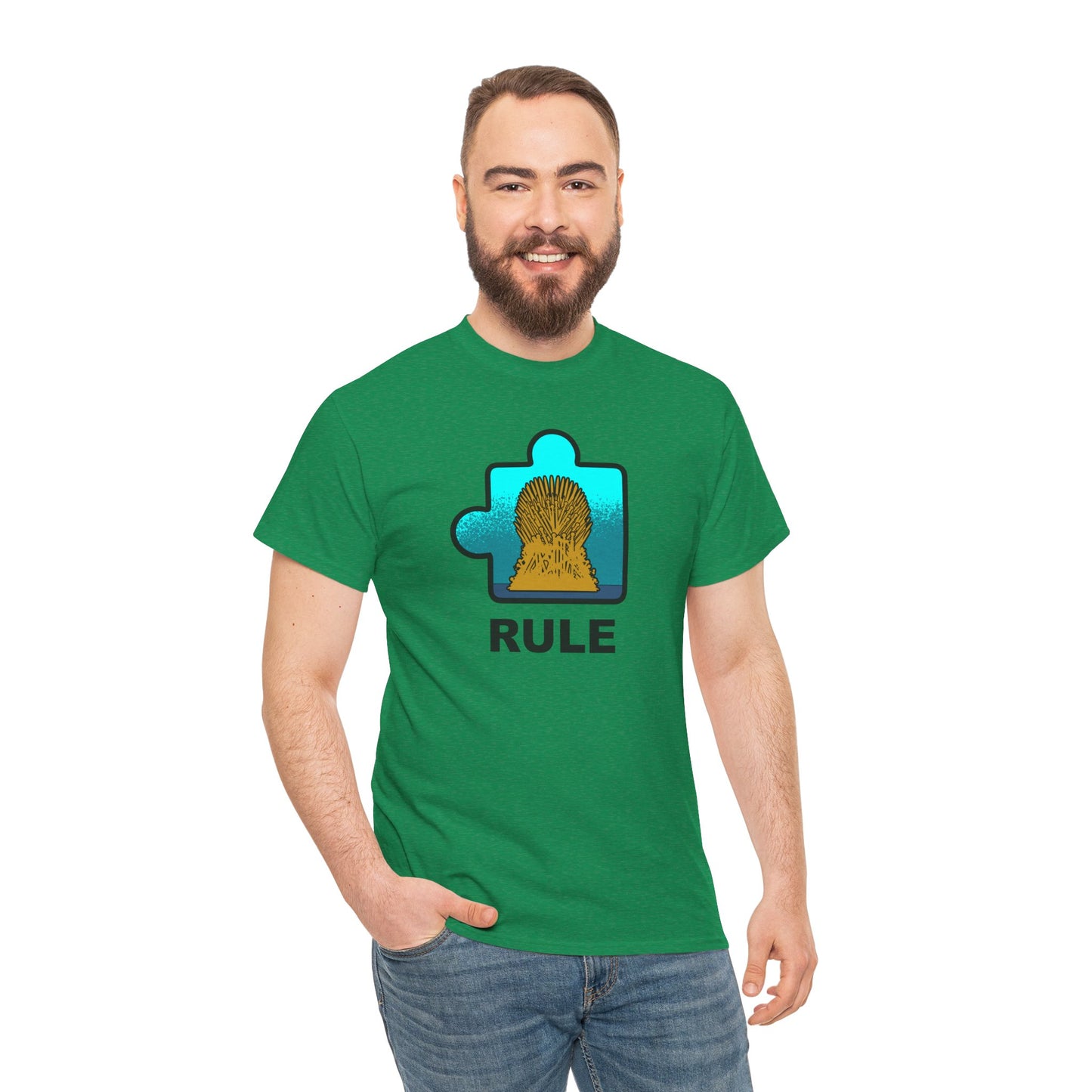 Throne Puzzle Piece T-Shirt – ‘Rule’ Graphic Tee – Unisex Heavy Cotton Shirt