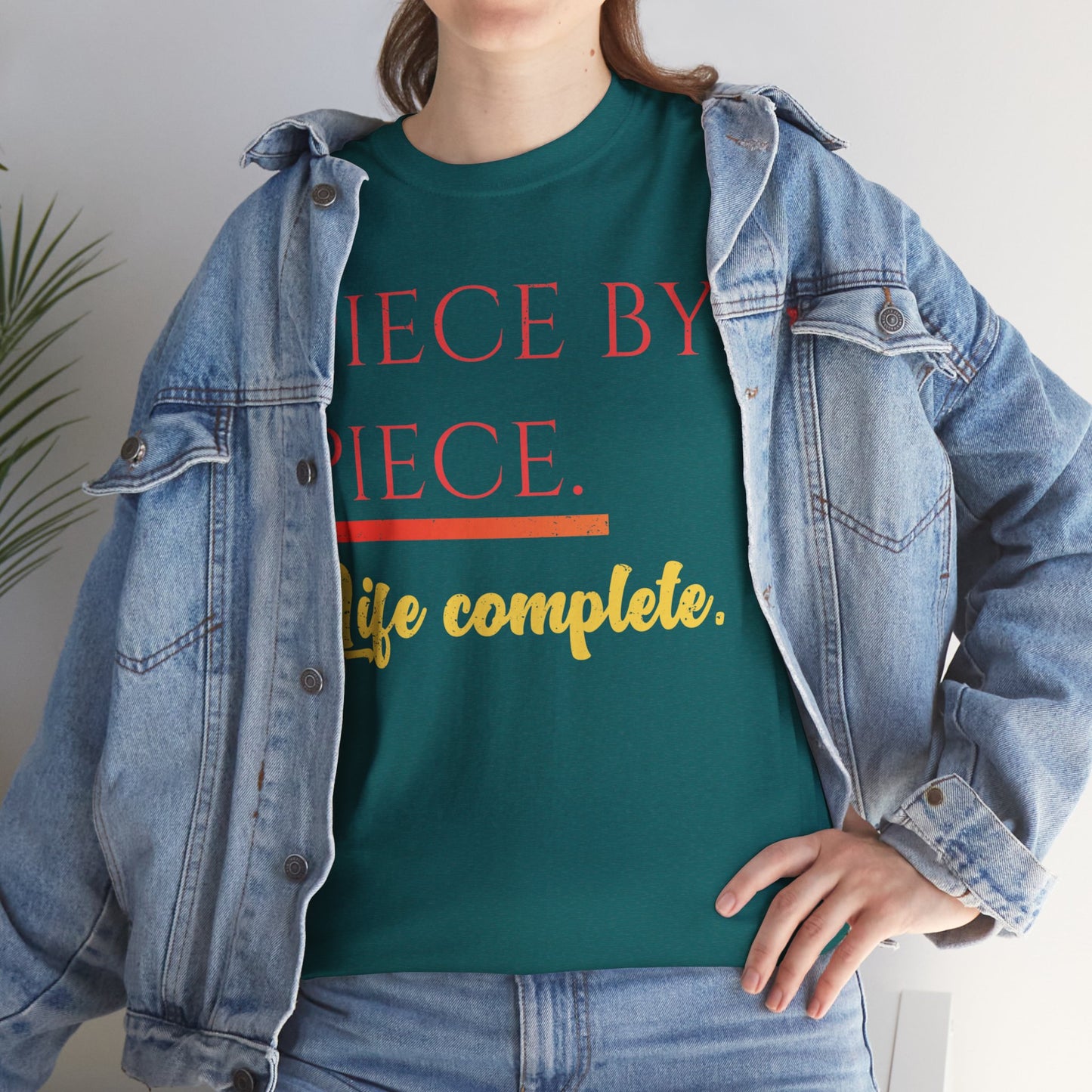 Piece by Piece Distressed T-Shirt – Life Complete Graphic Tee by Trash Cat Tee's