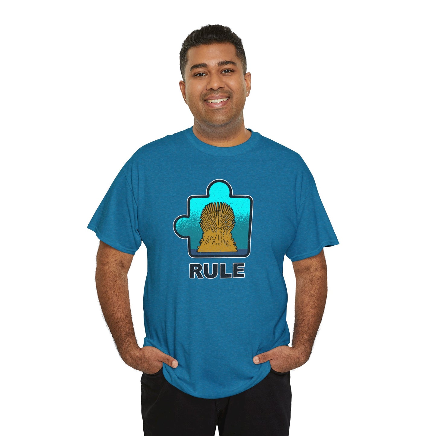 Throne Puzzle Piece T-Shirt – ‘Rule’ Graphic Tee – Unisex Heavy Cotton Shirt Distressed Style