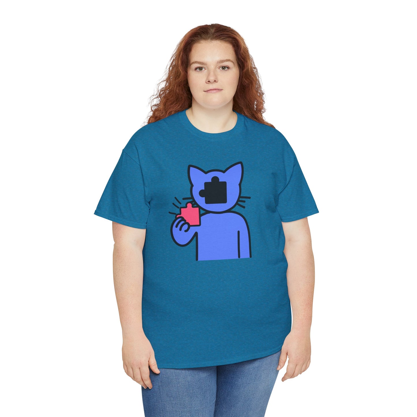 Cat Puzzle Piece T-Shirt – Life’s Journey Graphic Tee – Unisex Heavy Cotton Shirt – Find Your Missing Piece