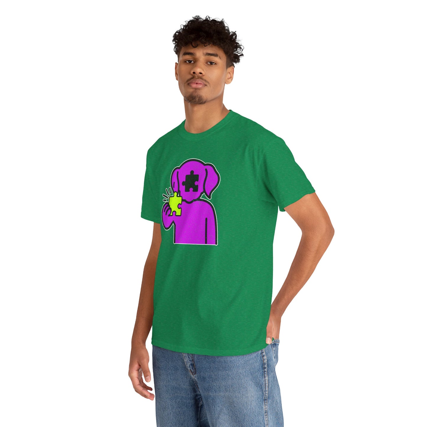 Dog Puzzle Piece T-Shirt – Life’s Epic Journey Distressed Graphic Tee – Unisex Heavy Cotton Shirt – Mix & Match to Create Your Own Unique Style