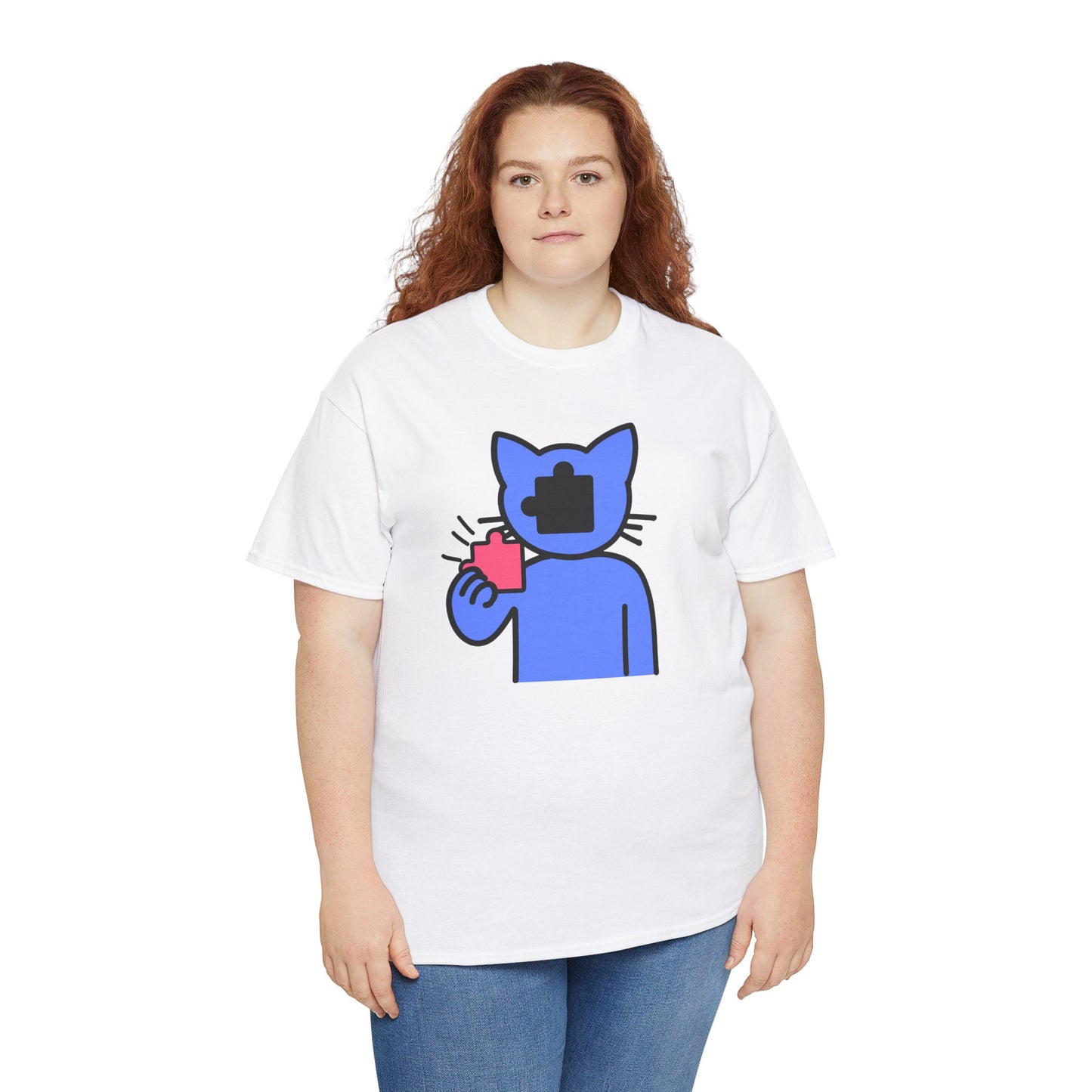 Cat Puzzle Piece T-Shirt – Life’s Journey Graphic Tee – Unisex Heavy Cotton Shirt – Find Your Missing Piece