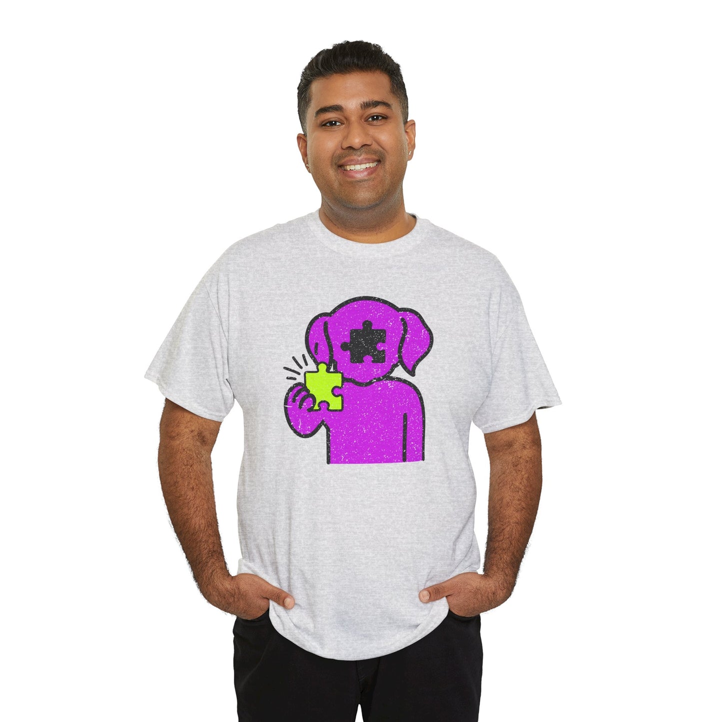 Dog Puzzle Piece T-Shirt – Life’s Epic Journey Distressed Graphic Tee – Unisex Heavy Cotton Shirt – Mix & Match to Create Your Own Unique Style