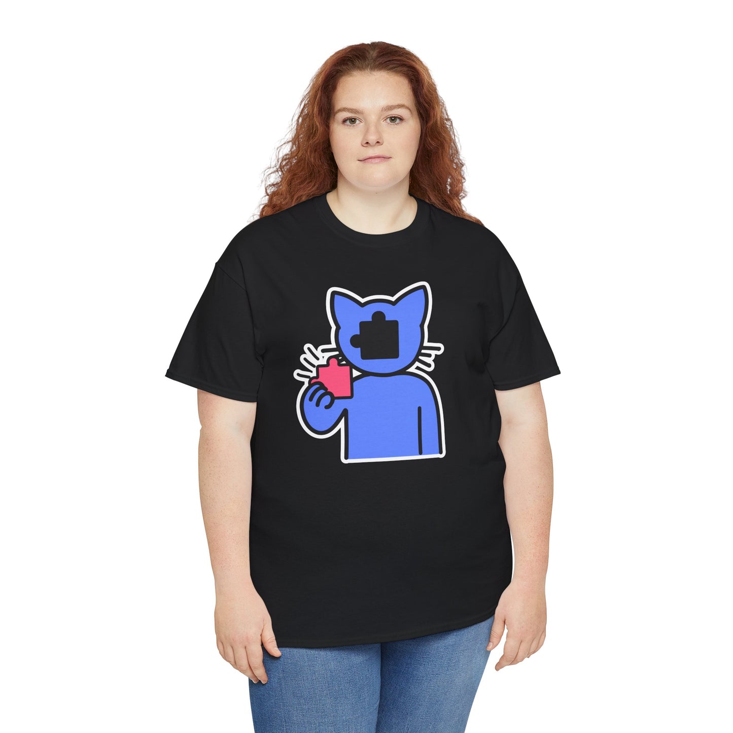 Cat Puzzle Piece T-Shirt – Life’s Journey Graphic Tee – Unisex Heavy Cotton Shirt – Find Your Missing Piece