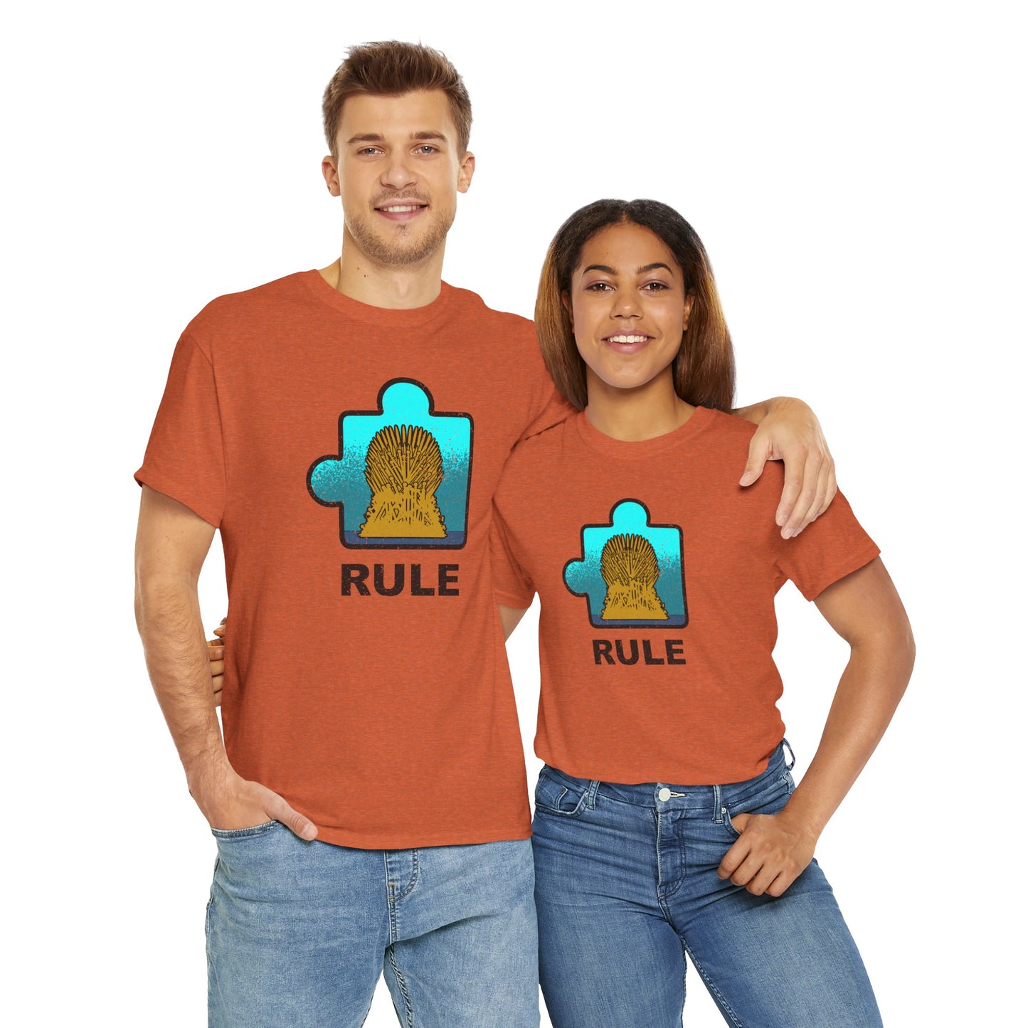 Throne Puzzle Piece T-Shirt – ‘Rule’ Graphic Tee – Unisex Heavy Cotton Shirt Distressed Style