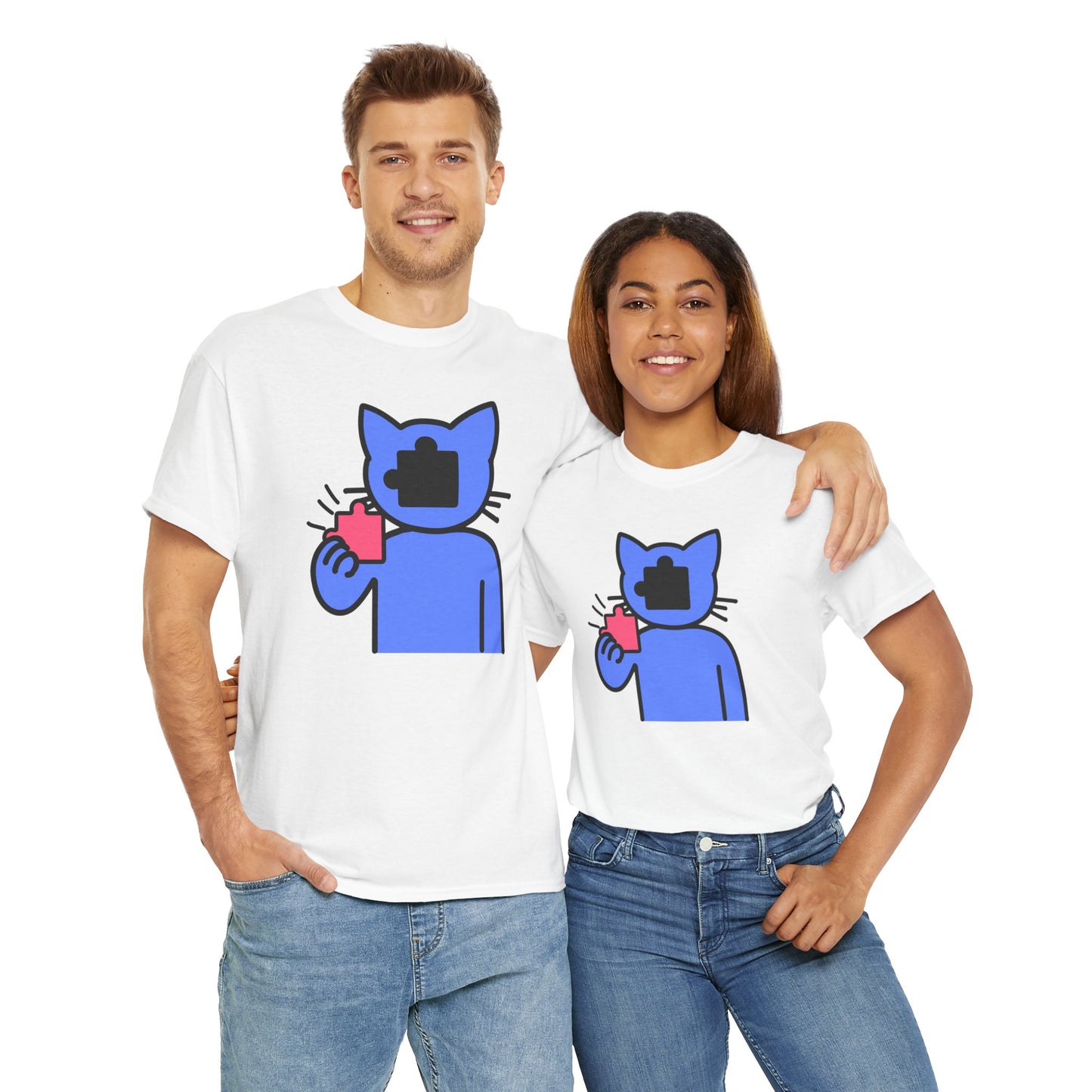 Cat Puzzle Piece T-Shirt – Life’s Journey Graphic Tee – Unisex Heavy Cotton Shirt – Find Your Missing Piece