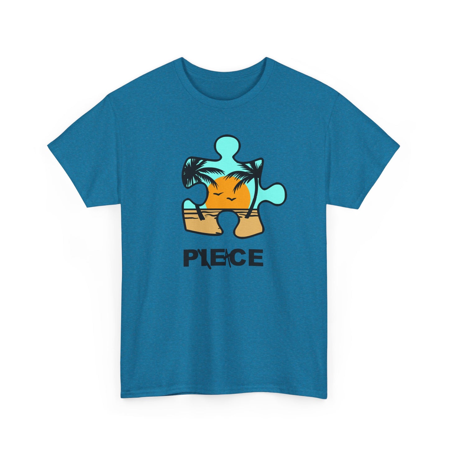 Peace Puzzle Piece T-Shirt – Clean Beach Graphic Tee – Unisex Heavy Cotton Shirt for Tranquil Vibes