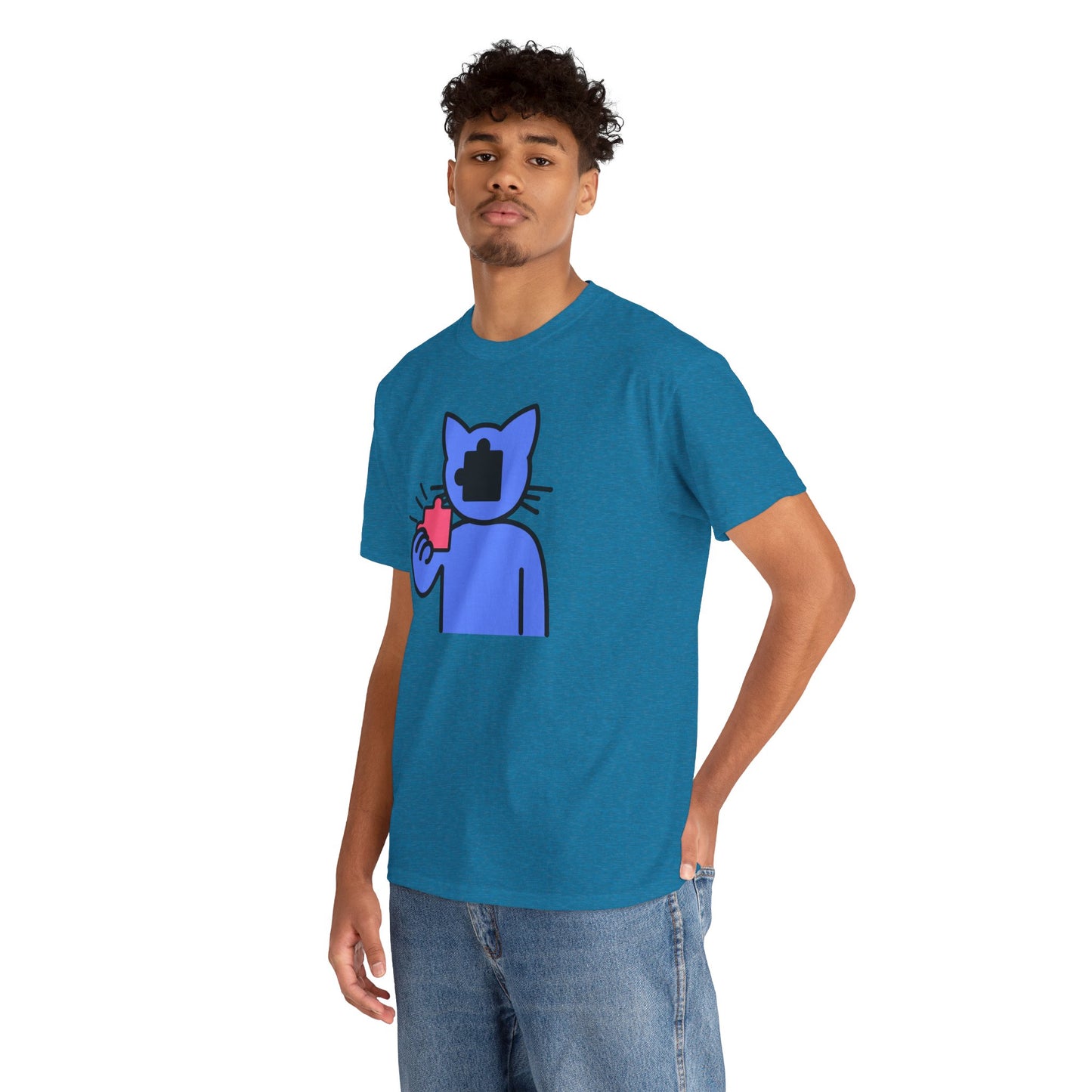 Cat Puzzle Piece T-Shirt – Life’s Journey Graphic Tee – Unisex Heavy Cotton Shirt – Find Your Missing Piece