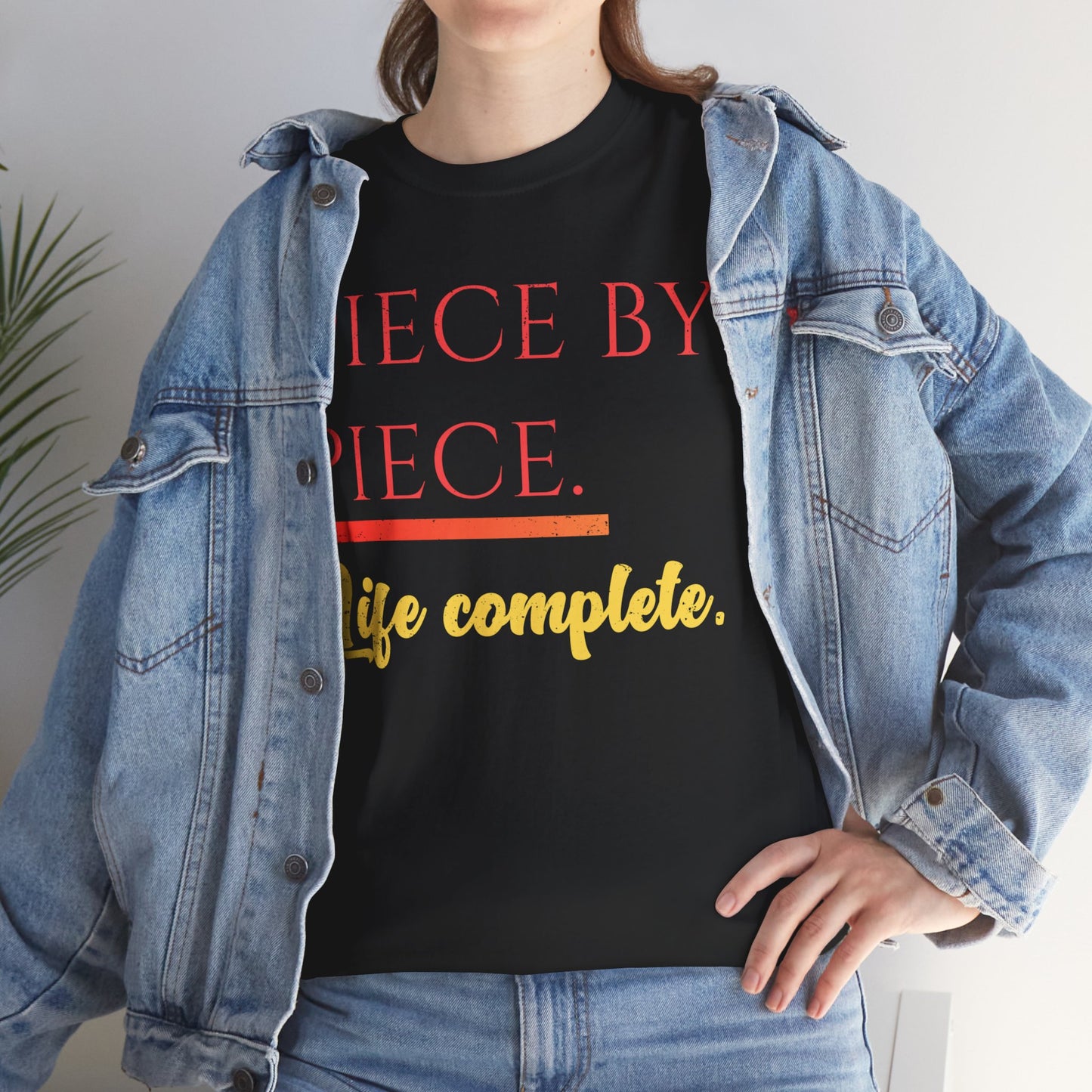 Piece by Piece Distressed T-Shirt – Life Complete Graphic Tee by Trash Cat Tee's