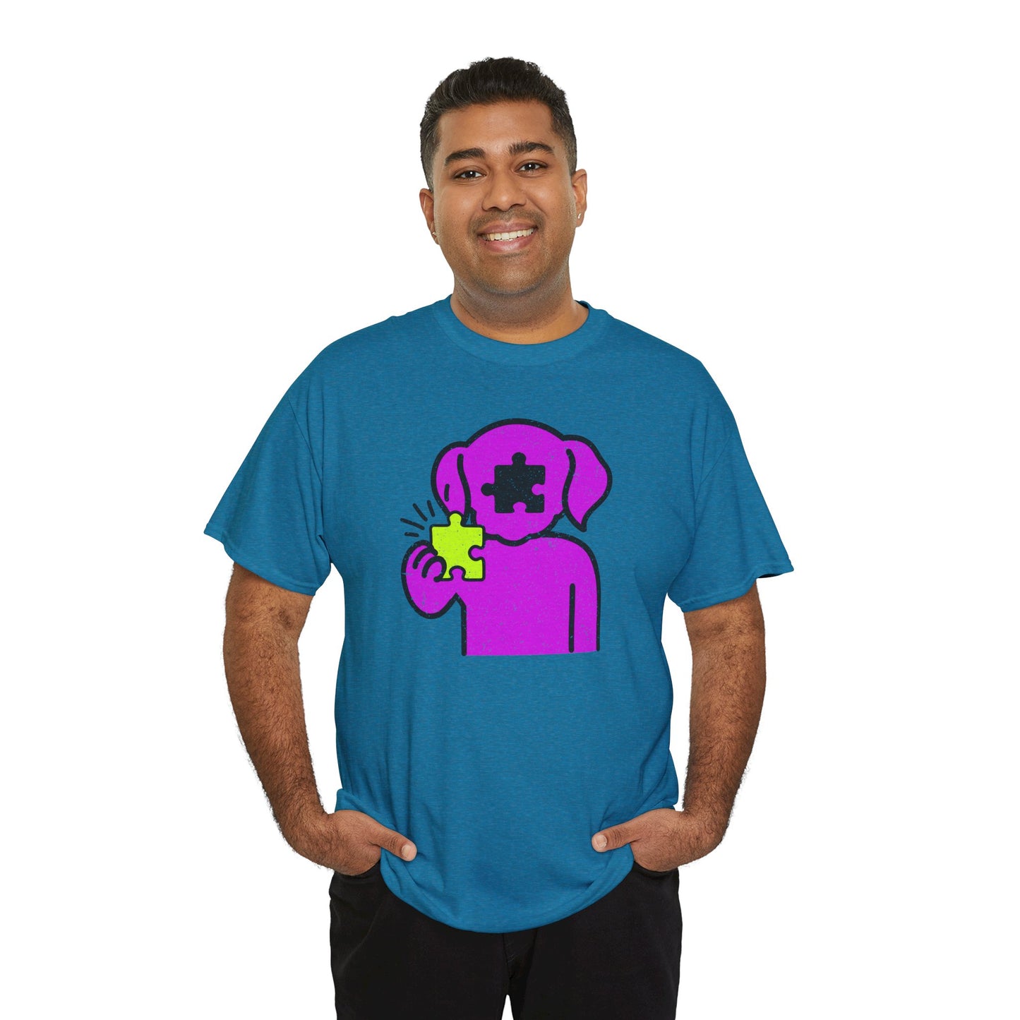 Dog Puzzle Piece T-Shirt – Life’s Epic Journey Distressed Graphic Tee – Unisex Heavy Cotton Shirt – Mix & Match to Create Your Own Unique Style