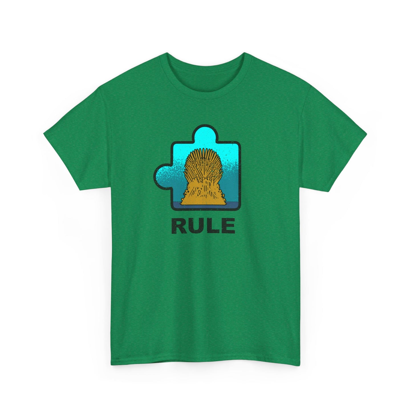 Throne Puzzle Piece T-Shirt – ‘Rule’ Graphic Tee – Unisex Heavy Cotton Shirt Distressed Style