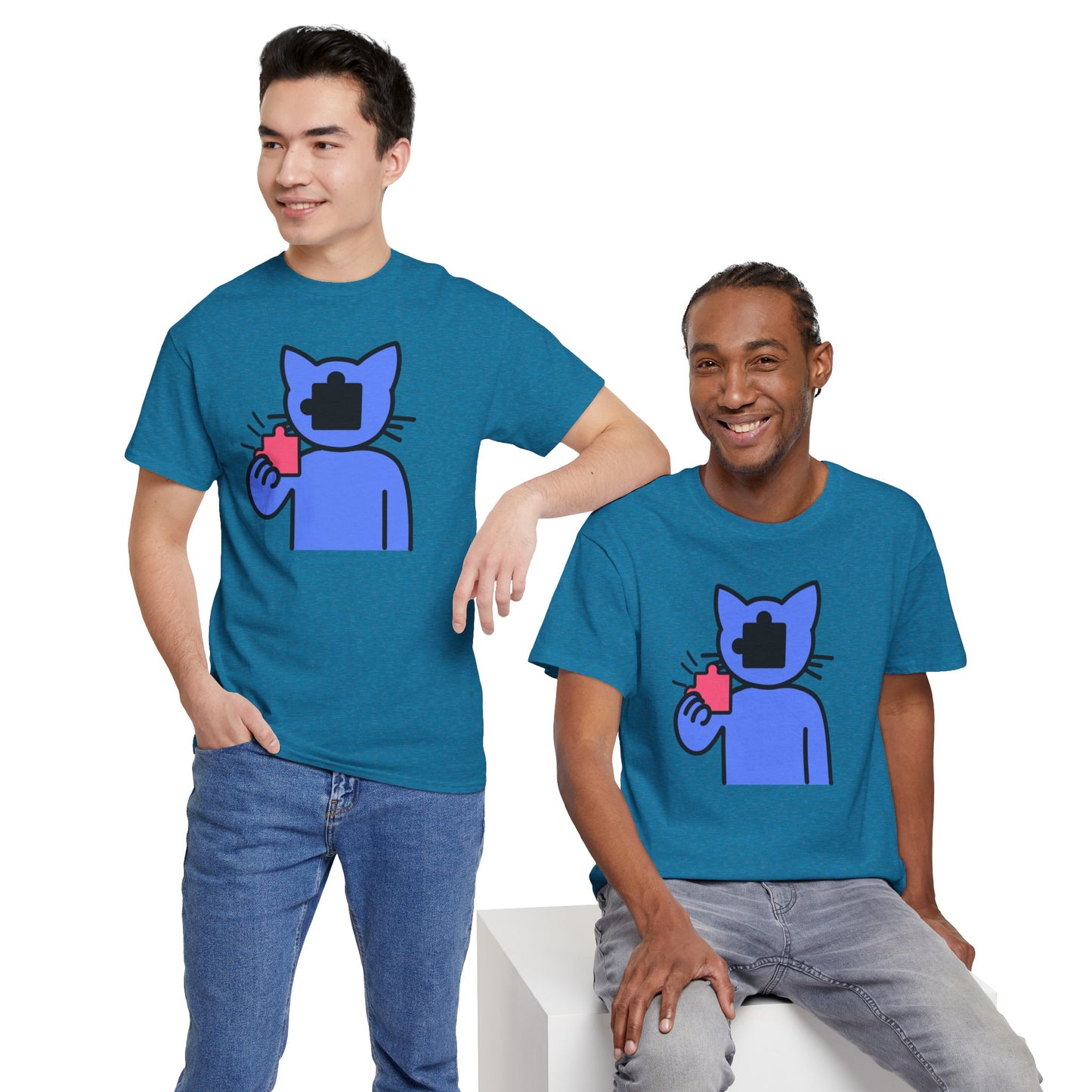 Cat Puzzle Piece T-Shirt – Life’s Journey Graphic Tee – Unisex Heavy Cotton Shirt – Find Your Missing Piece