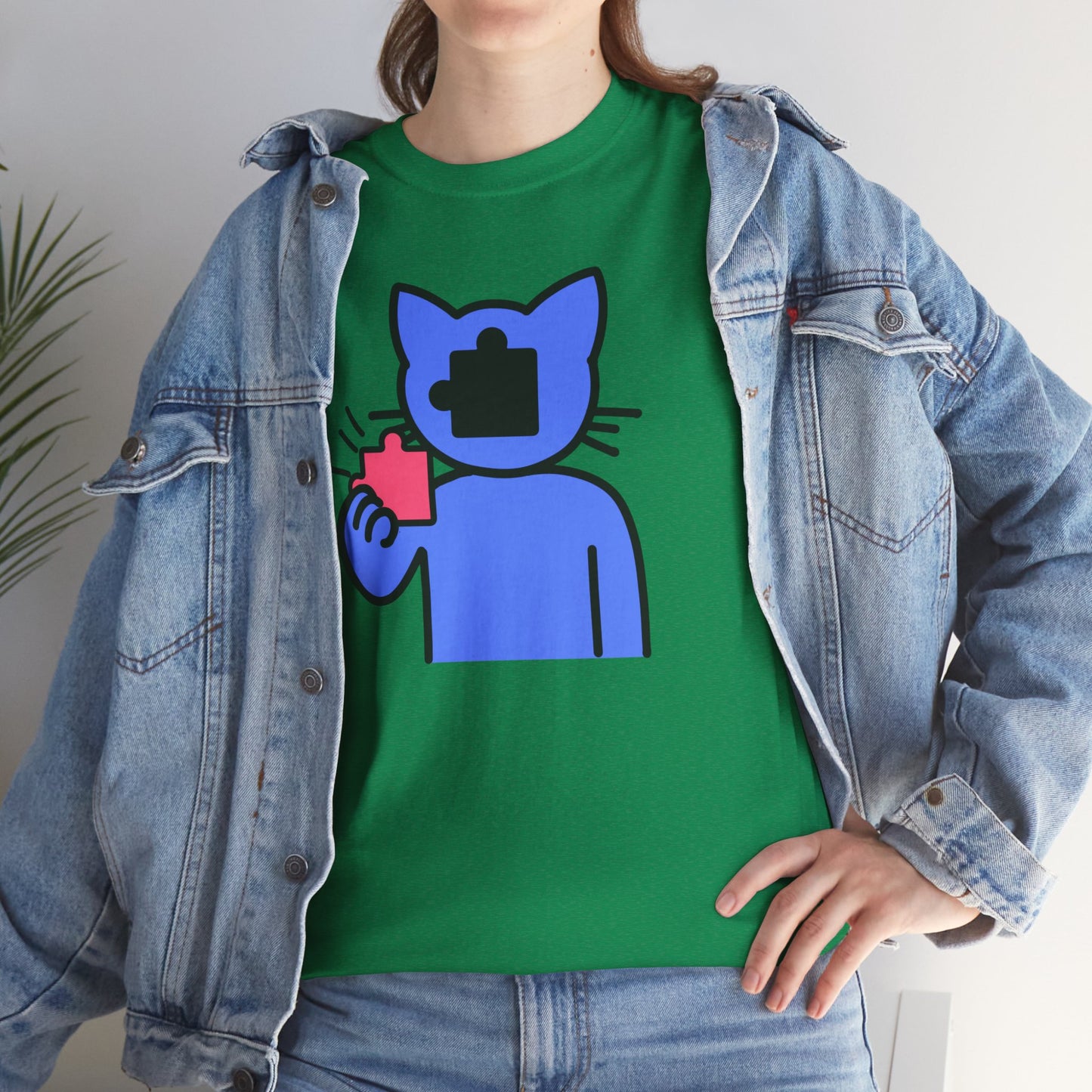 Cat Puzzle Piece T-Shirt – Life’s Journey Graphic Tee – Unisex Heavy Cotton Shirt – Find Your Missing Piece