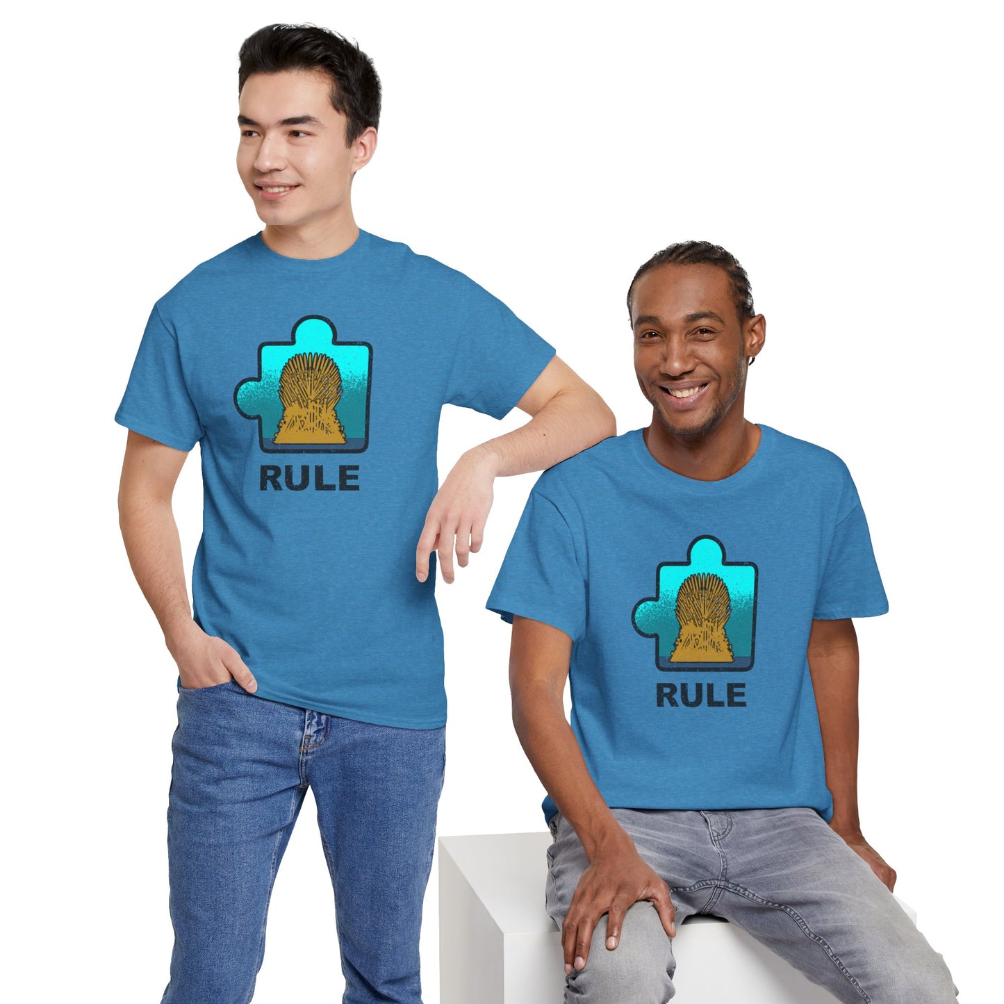 Throne Puzzle Piece T-Shirt – ‘Rule’ Graphic Tee – Unisex Heavy Cotton Shirt Distressed Style