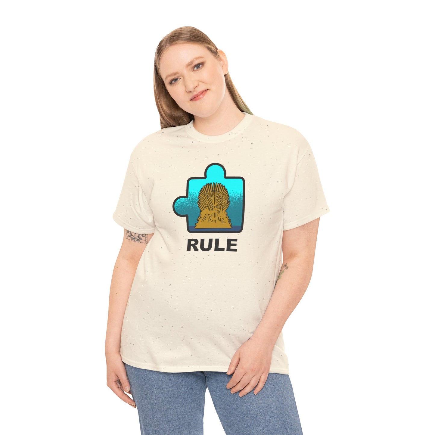 Throne Puzzle Piece T-Shirt – ‘Rule’ Graphic Tee – Unisex Heavy Cotton Shirt