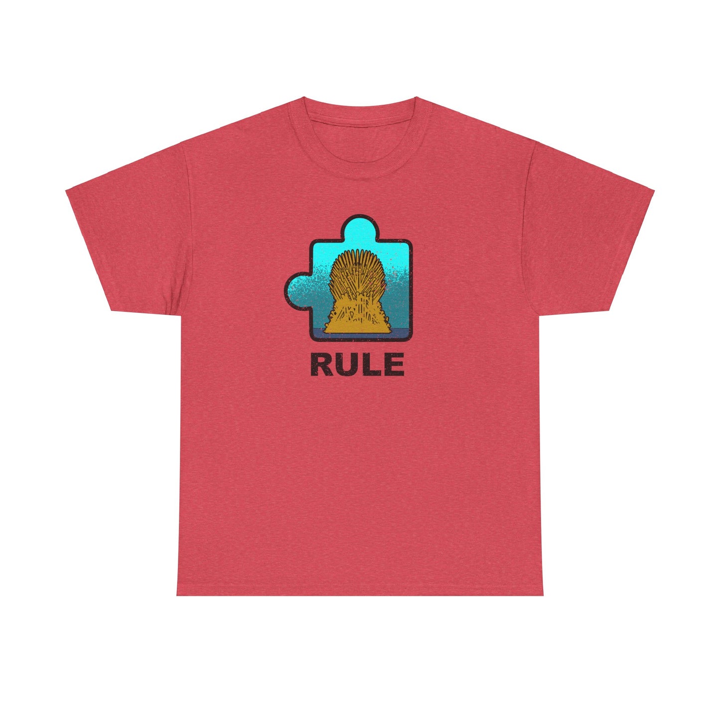 Throne Puzzle Piece T-Shirt – ‘Rule’ Graphic Tee – Unisex Heavy Cotton Shirt Distressed Style