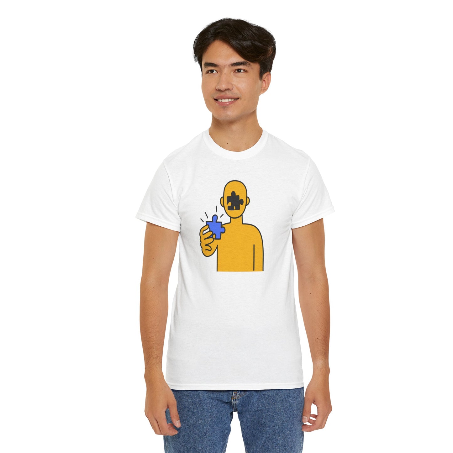 Human Puzzle Piece T-Shirt – Thoughtful Non-Distressed Design – Unisex Heavy Cotton Shirt for Life’s Journey