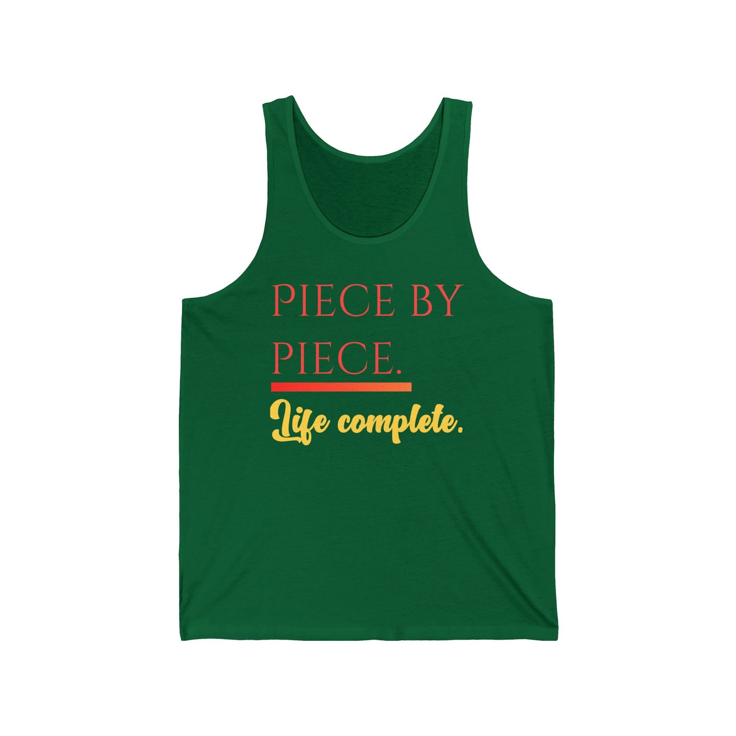 Piece by Piece Unisex Jersey Tank – Life Complete Graphic Tank Top by Trash Cat Tee's