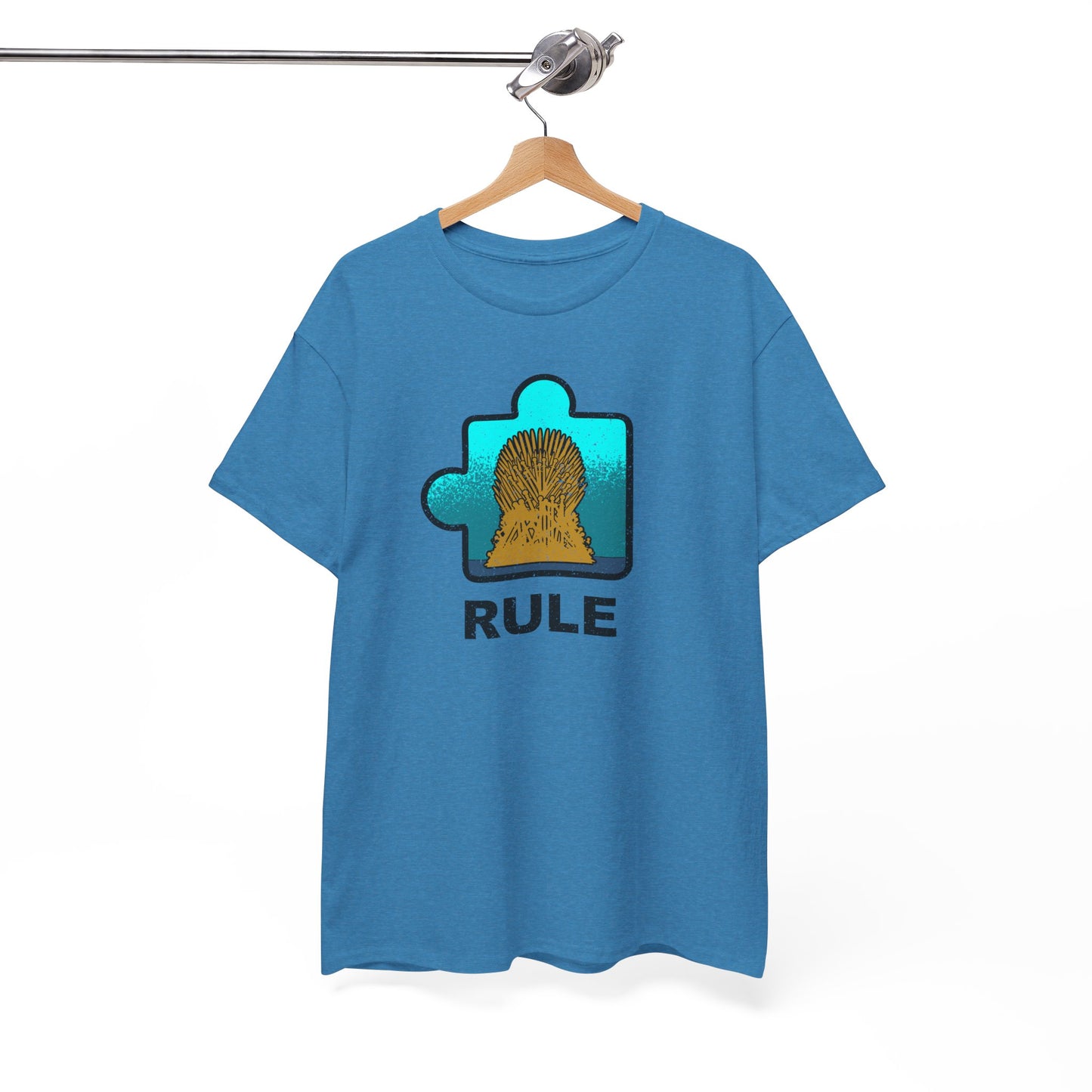 Throne Puzzle Piece T-Shirt – ‘Rule’ Graphic Tee – Unisex Heavy Cotton Shirt Distressed Style