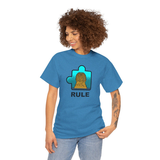 Throne Puzzle Piece T-Shirt – ‘Rule’ Graphic Tee – Unisex Heavy Cotton Shirt Distressed Style