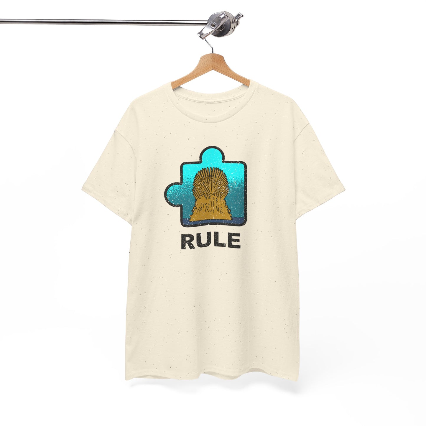 Throne Puzzle Piece T-Shirt – ‘Rule’ Graphic Tee – Unisex Heavy Cotton Shirt Distressed Style