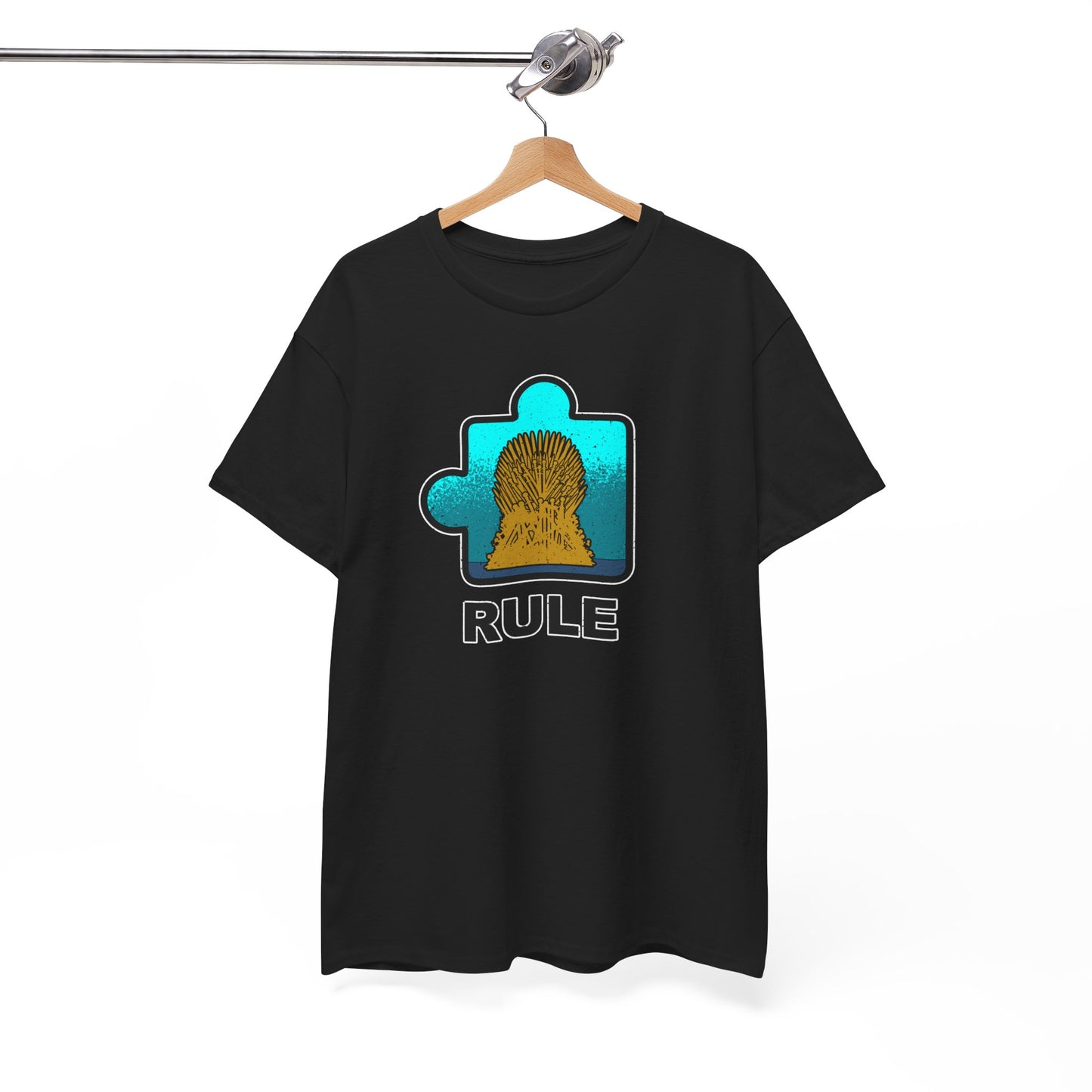 Throne Puzzle Piece T-Shirt – ‘Rule’ Graphic Tee – Unisex Heavy Cotton Shirt Distressed Style